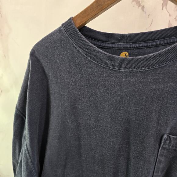 Carhartt T Shirt Mens 2XL Blue Pocket Original Fit Short Sleeve Dark Navy K87 - Picture 2 of 9